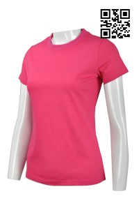 T651  訂購淨色女裝T恤 度身訂造T恤 網上下單印花T恤 T恤製衣廠     粉紅色